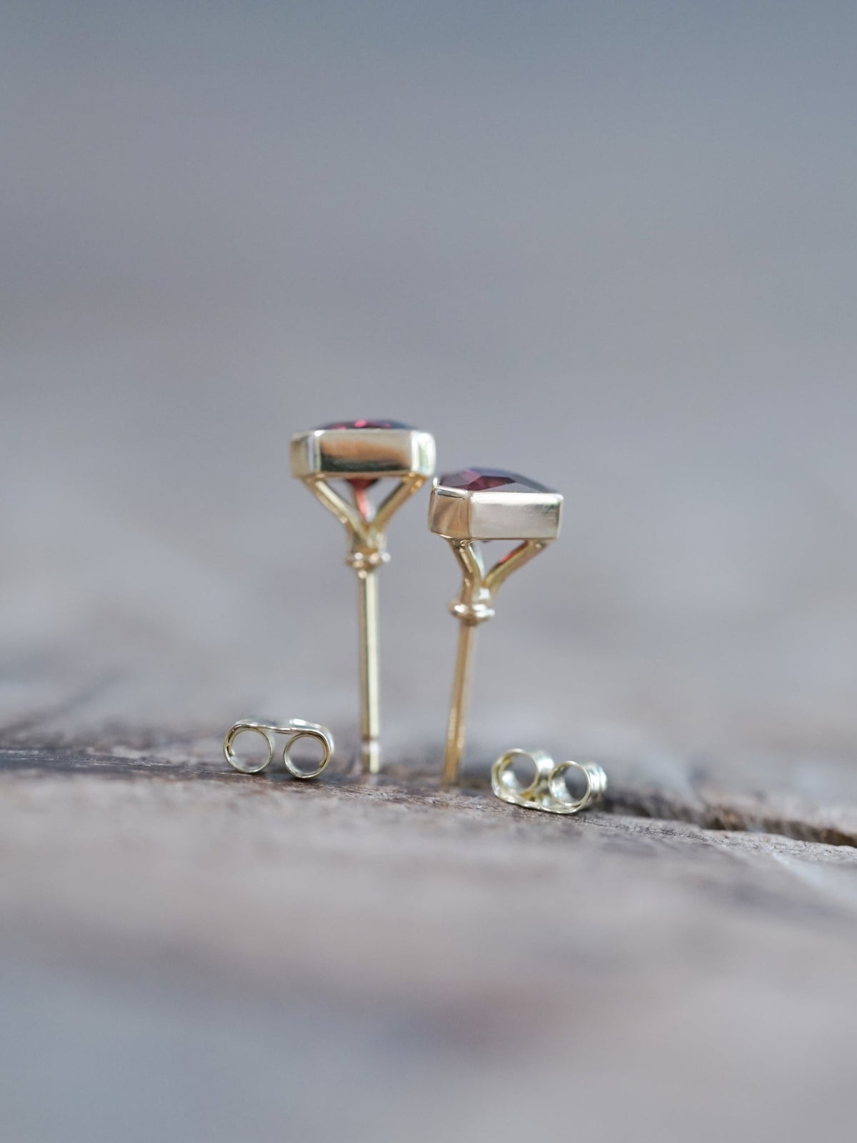 Triangle Garnet Earrings in Ethical Gold - Gardens of the Sun | Ethical Jewelry
