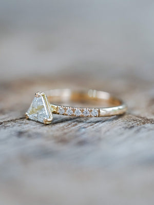 Black rose-cut triangle diamond .48ct bezel-set two-tone engagement ri –  Shirlee Grund Jewelry