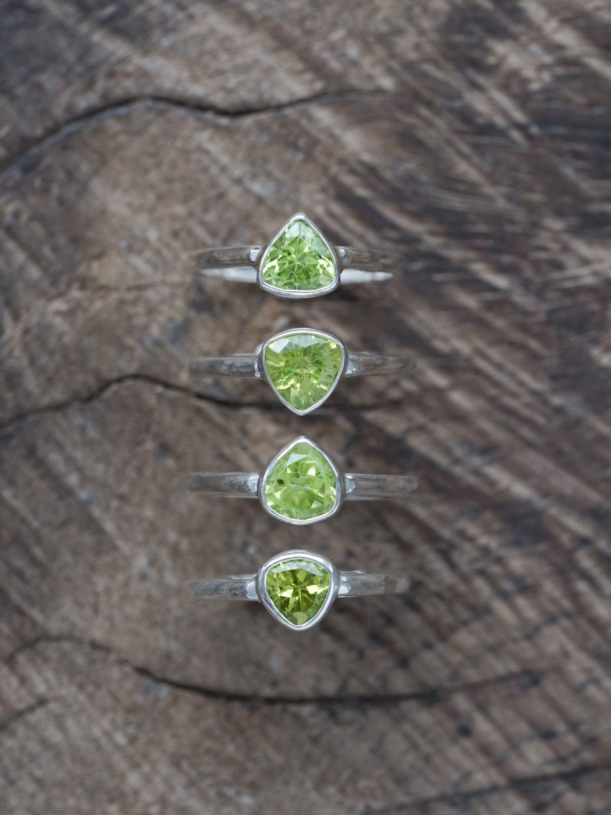 Trillion Peridot Ring - Gardens of the Sun | Ethical Jewelry