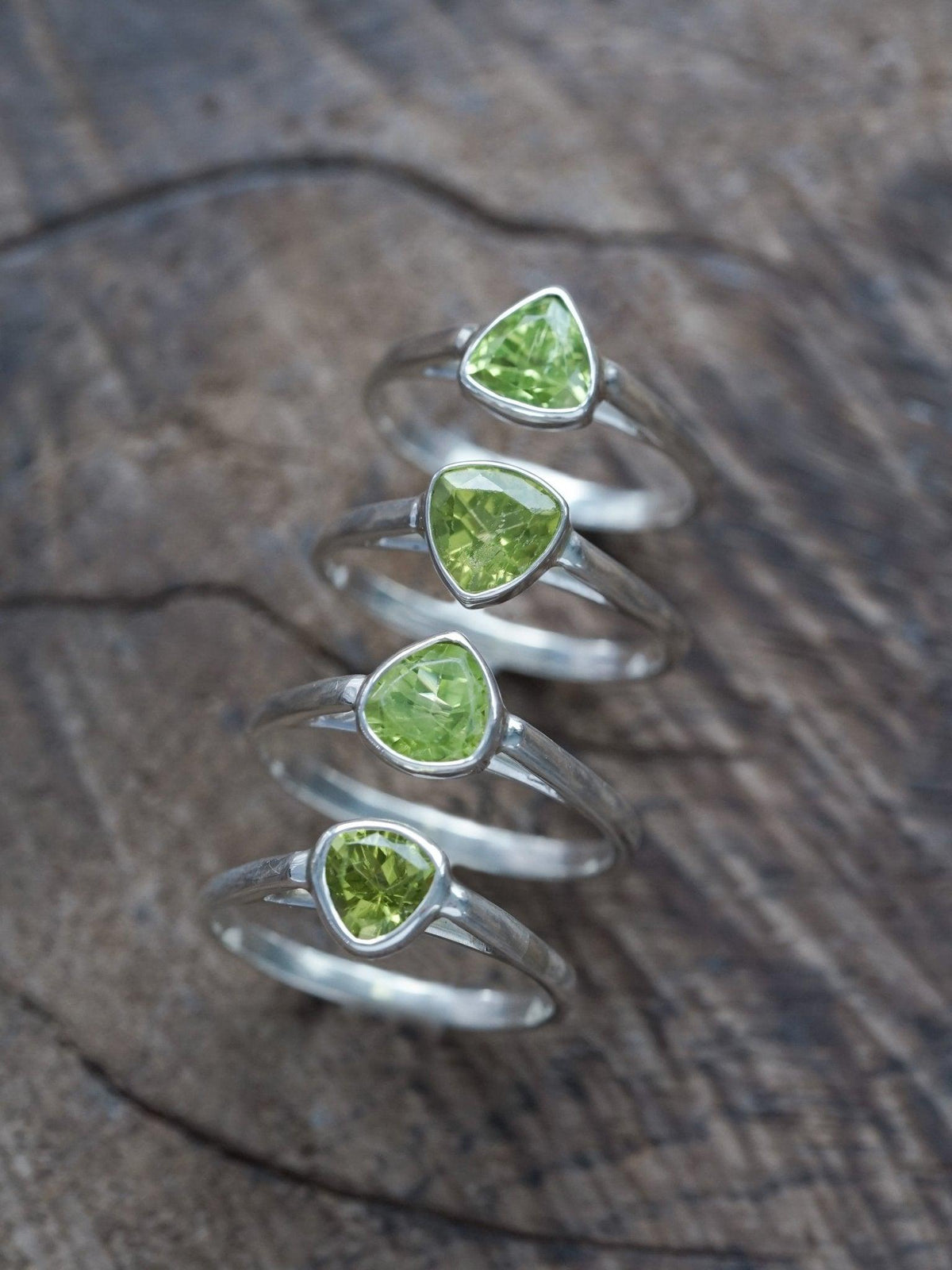 Trillion Peridot Ring - Gardens of the Sun | Ethical Jewelry