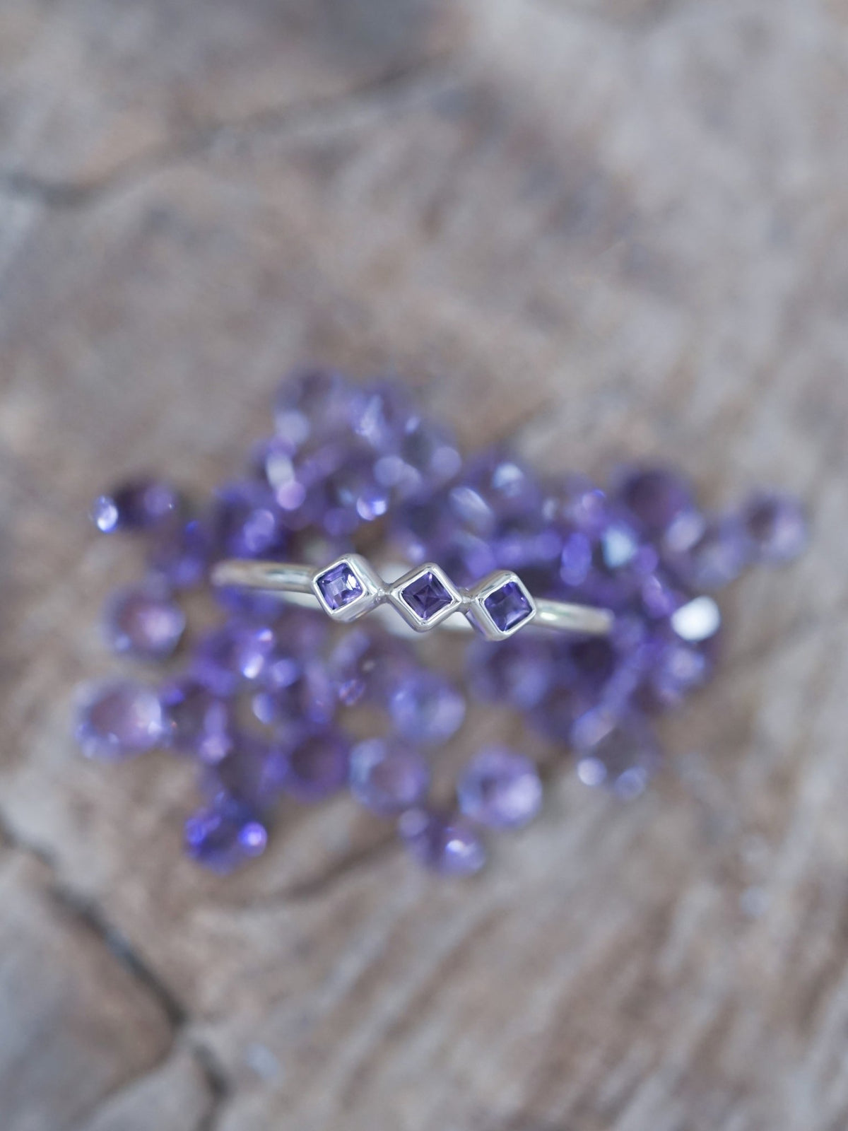 Triple Amethyst Ring - Gardens of the Sun | Ethical Jewelry