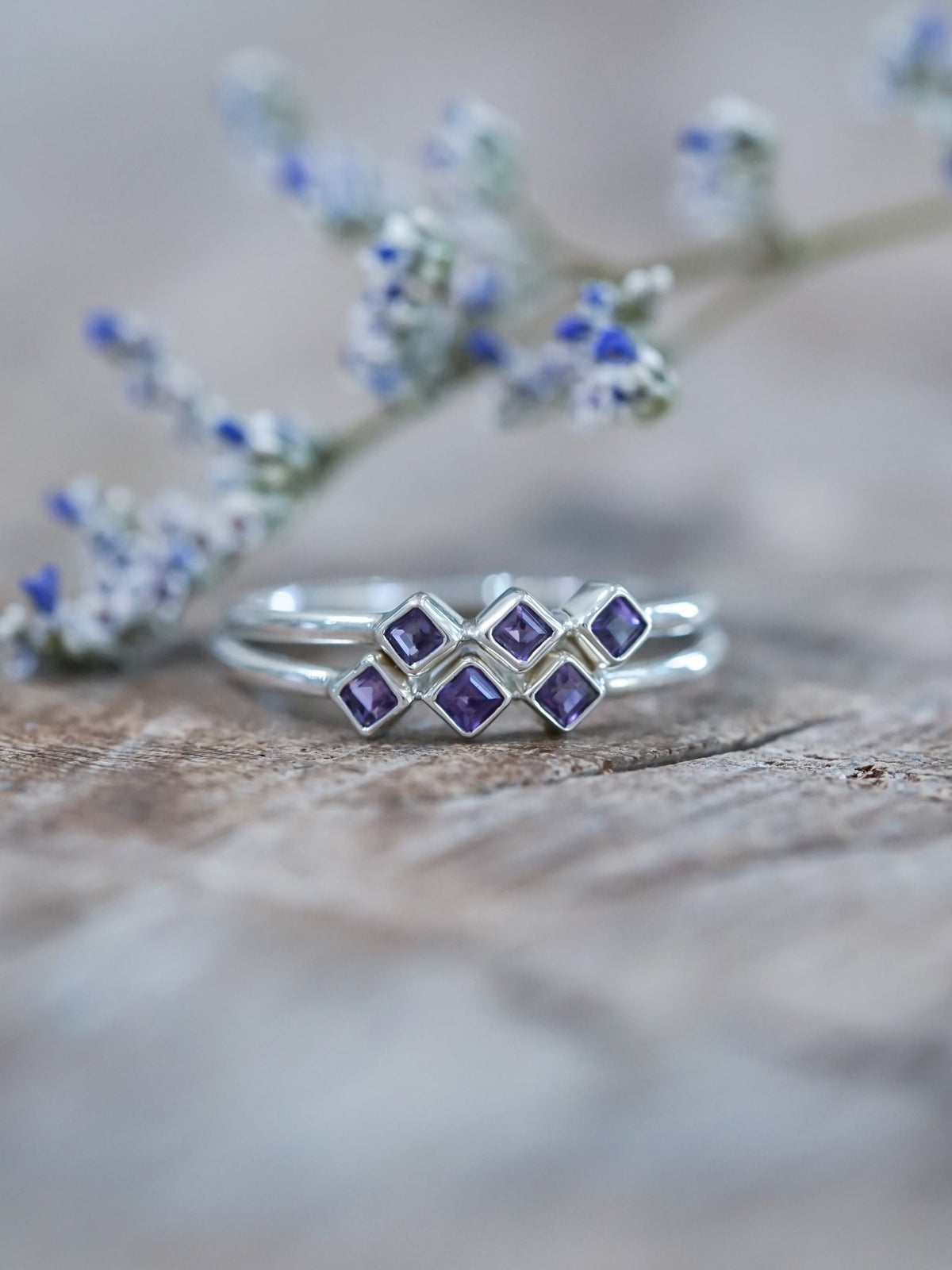 Triple Amethyst Ring - Gardens of the Sun | Ethical Jewelry
