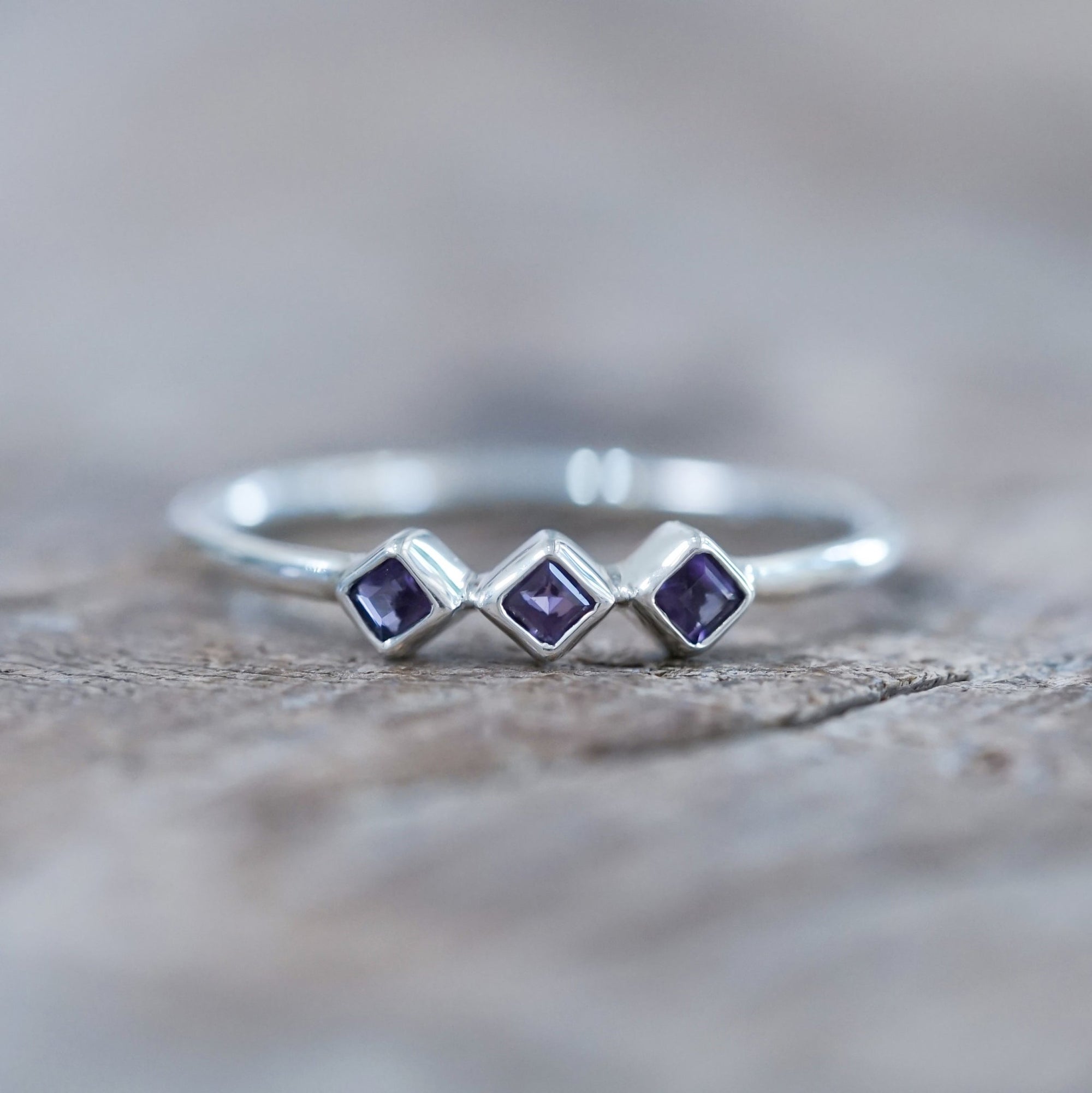 Triple Amethyst Ring - Gardens of the Sun | Ethical Jewelry