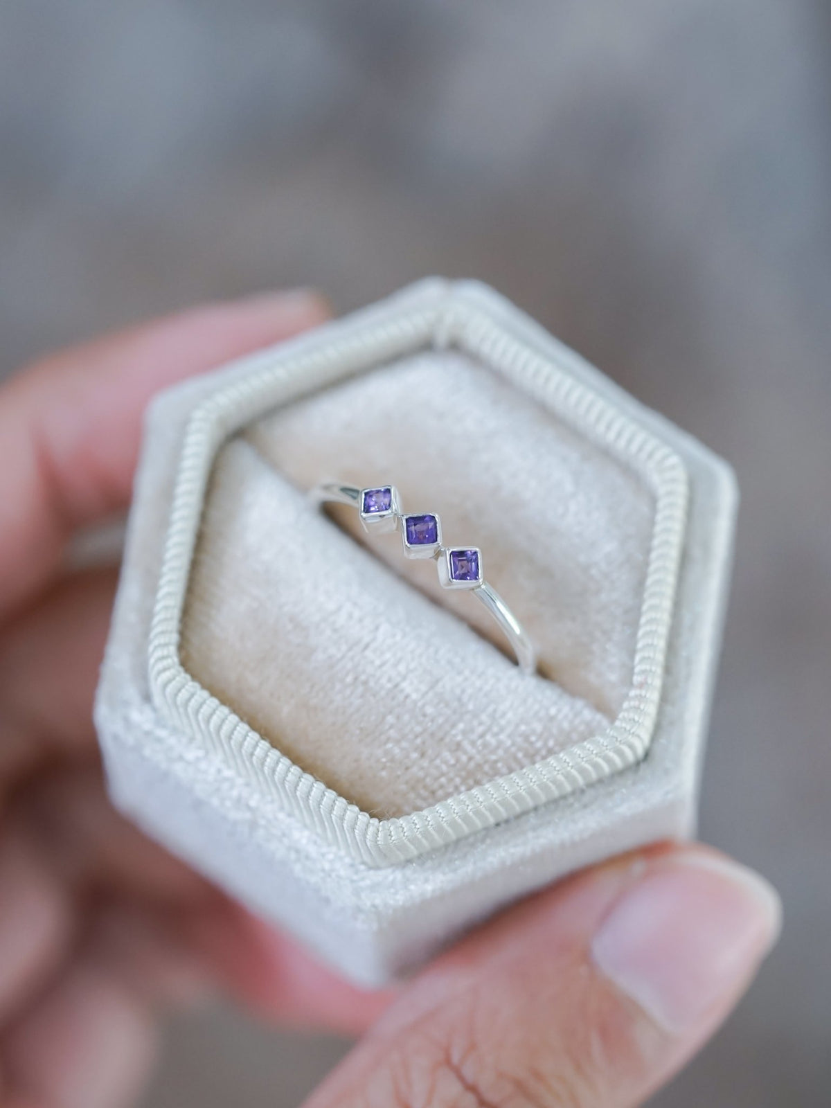 Triple Amethyst Ring - Gardens of the Sun | Ethical Jewelry