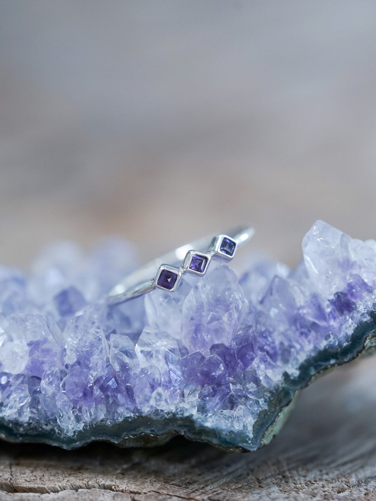 Triple Amethyst Ring - Gardens of the Sun | Ethical Jewelry