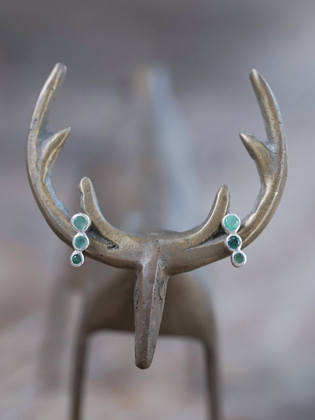 Triple Emerald Stud Earrings - Gardens of the Sun | Ethical Jewelry