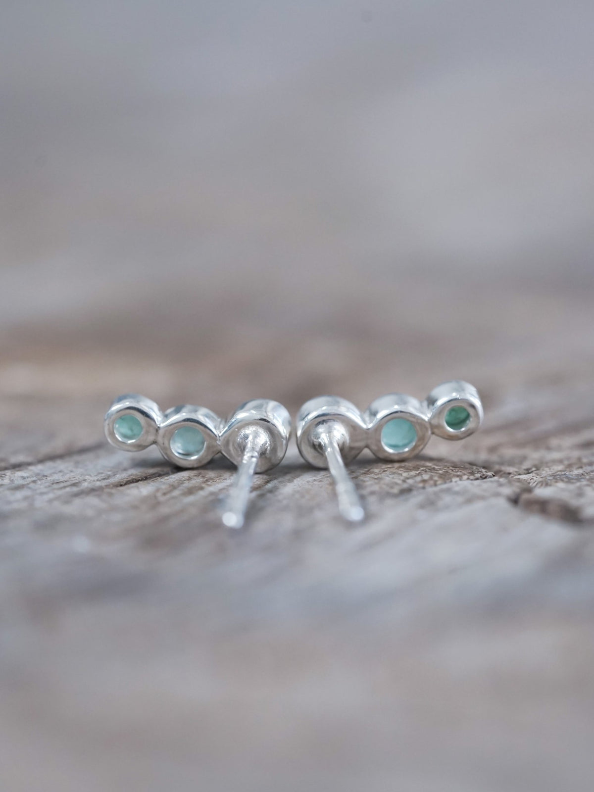 Triple Emerald Stud Earrings - Gardens of the Sun | Ethical Jewelry