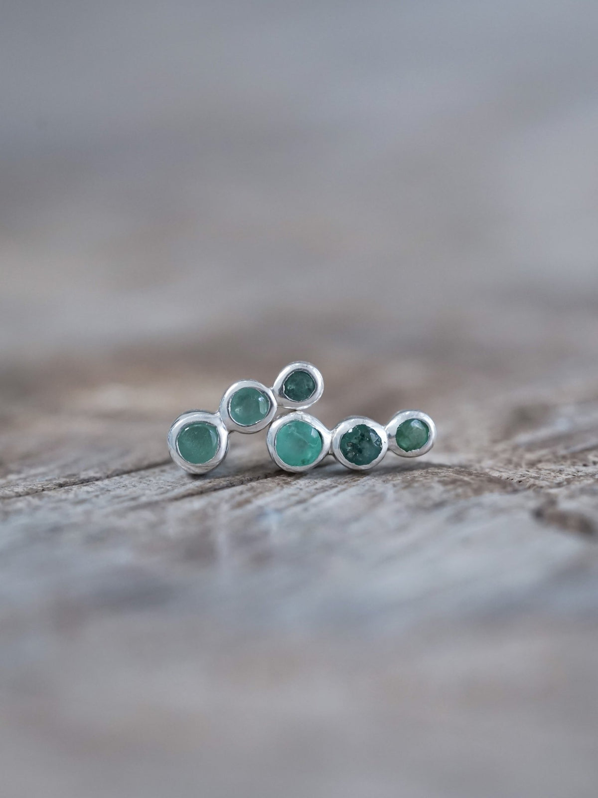 Triple Emerald Stud Earrings - Gardens of the Sun | Ethical Jewelry