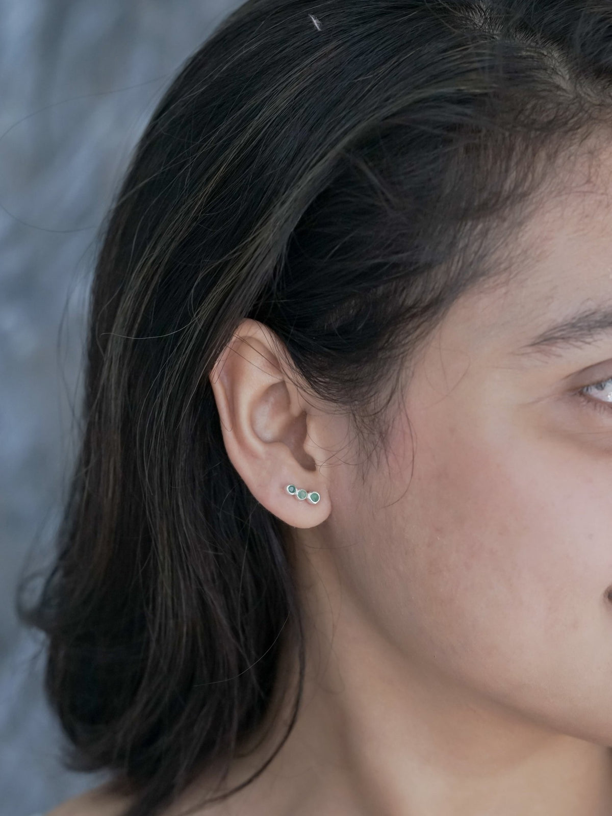 Triple Emerald Stud Earrings - Gardens of the Sun | Ethical Jewelry