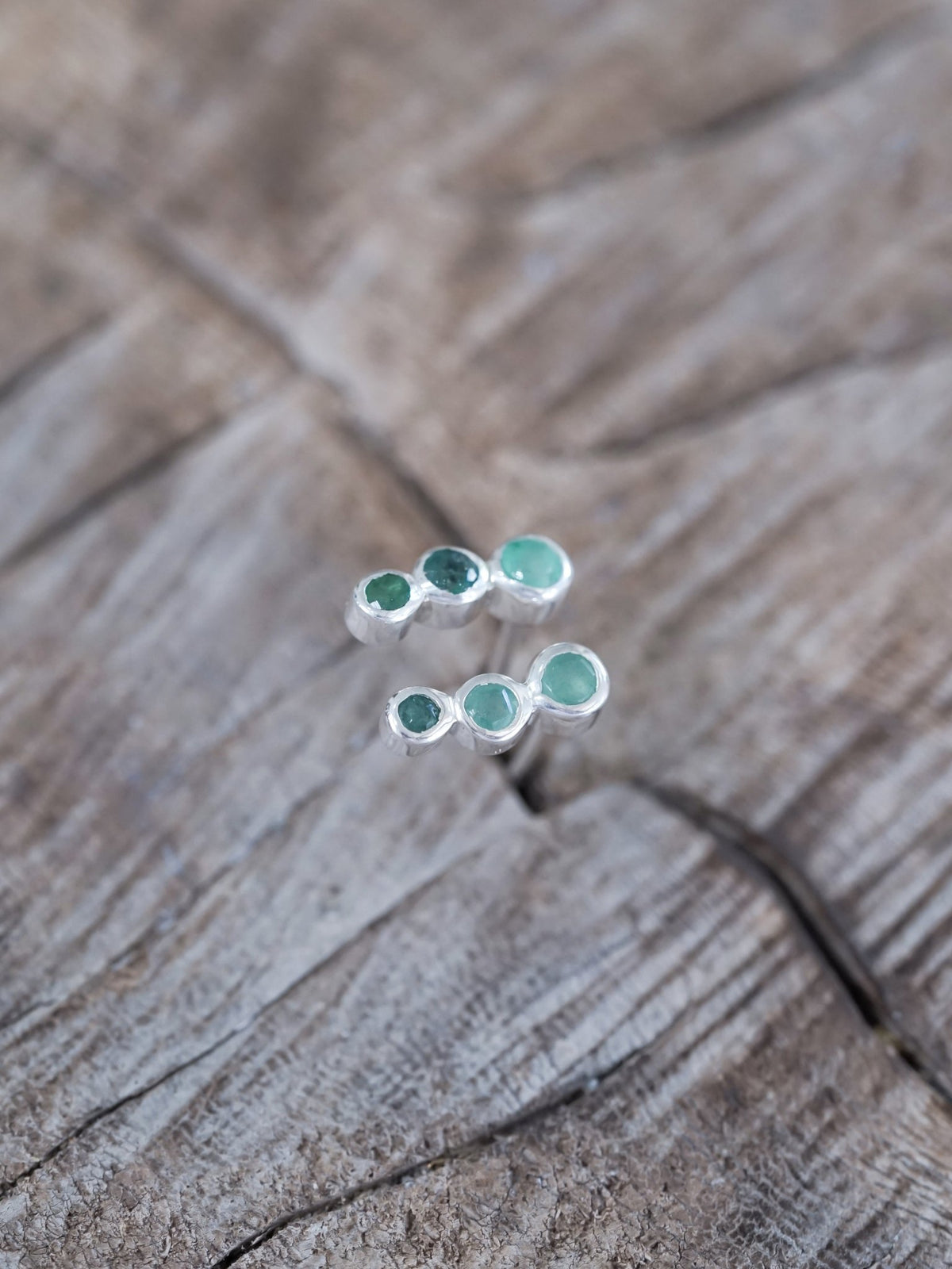 Triple Emerald Stud Earrings - Gardens of the Sun | Ethical Jewelry