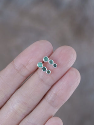 Triple Emerald Stud Earrings - Gardens of the Sun | Ethical Jewelry