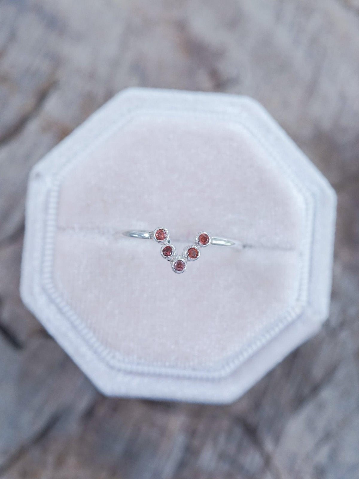 V-shaped Five Garnet Nesting Ring - Gardens of the Sun | Ethical Jewelry