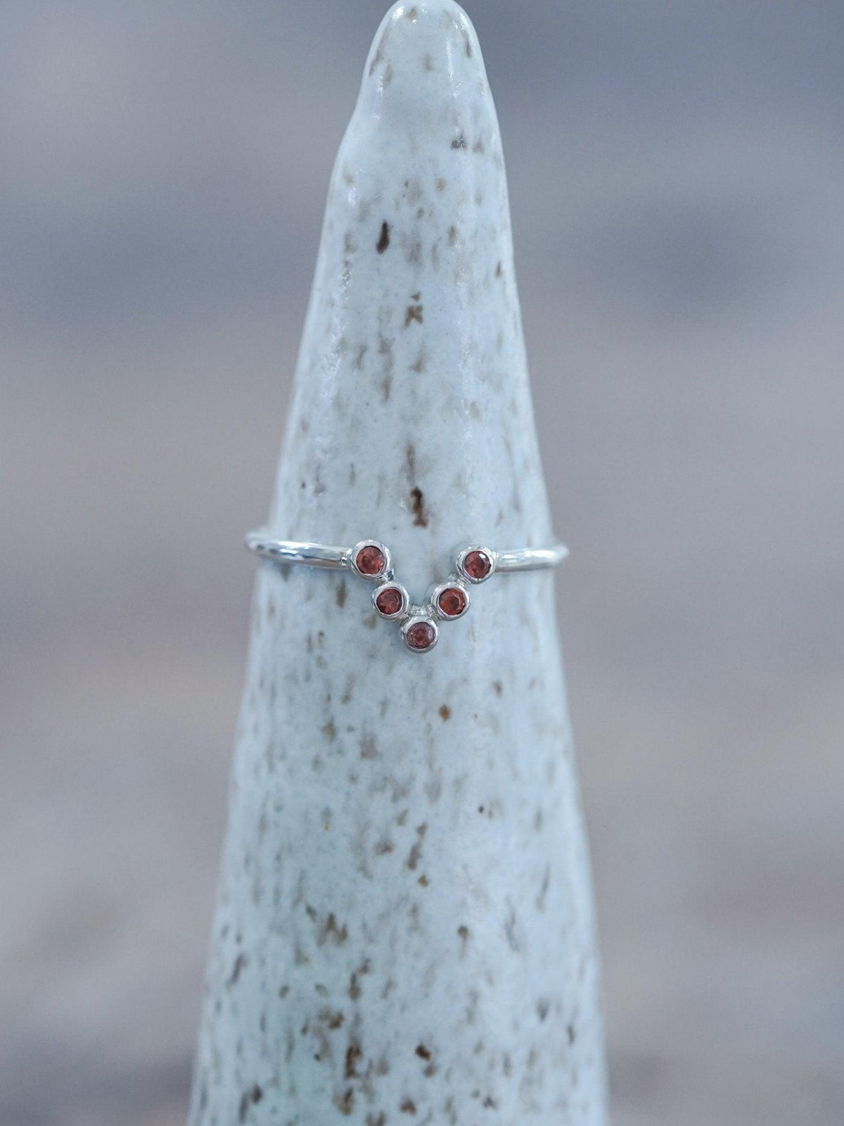 V-shaped Five Garnet Nesting Ring - Gardens of the Sun | Ethical Jewelry