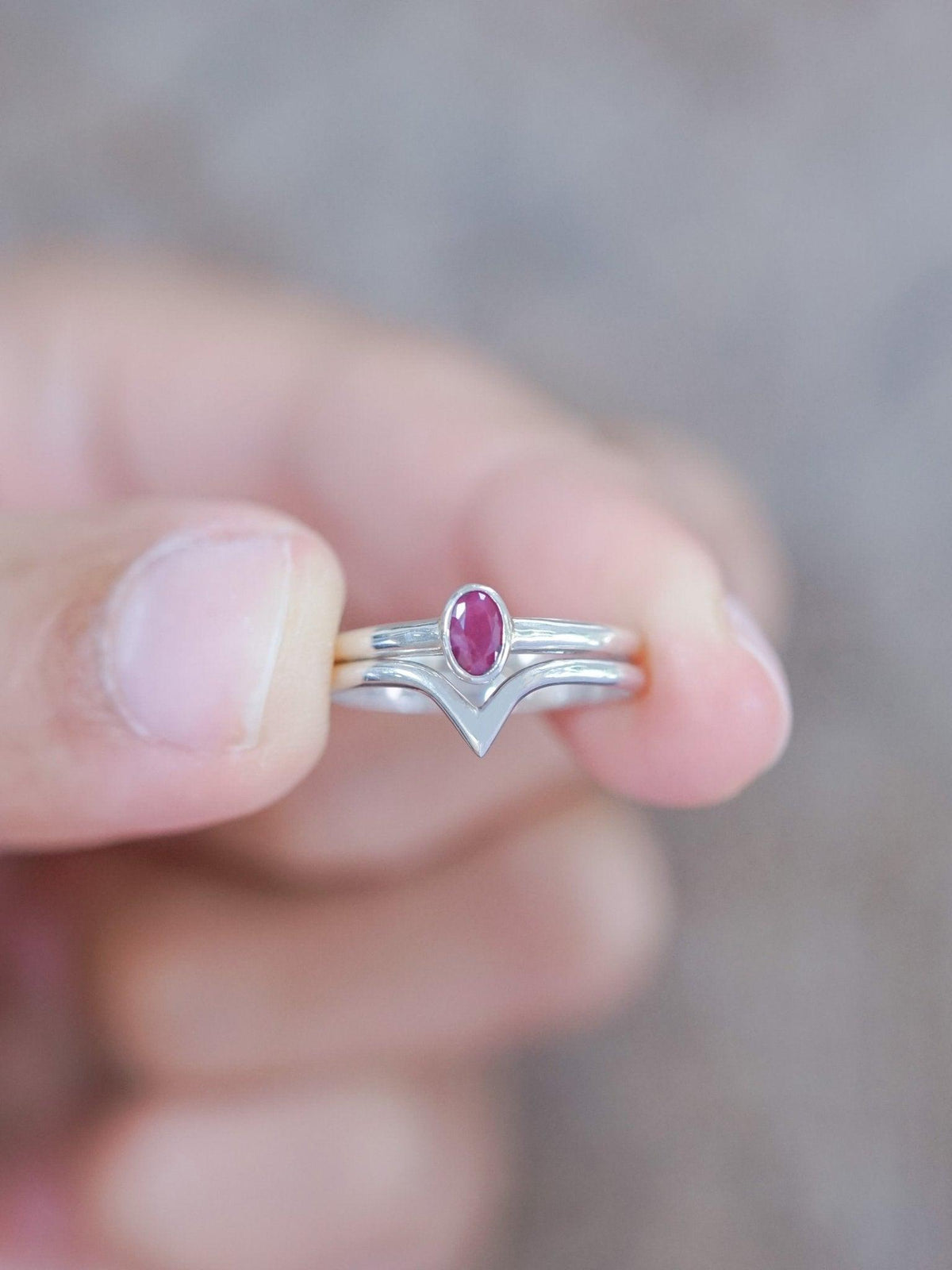 V-shaped Nesting Band - Gardens of the Sun | Ethical Jewelry