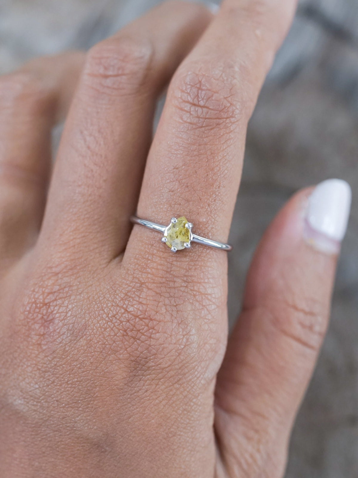 Yellow Pear Diamond Ring in White Gold - Gardens of the Sun | Ethical Jewelry