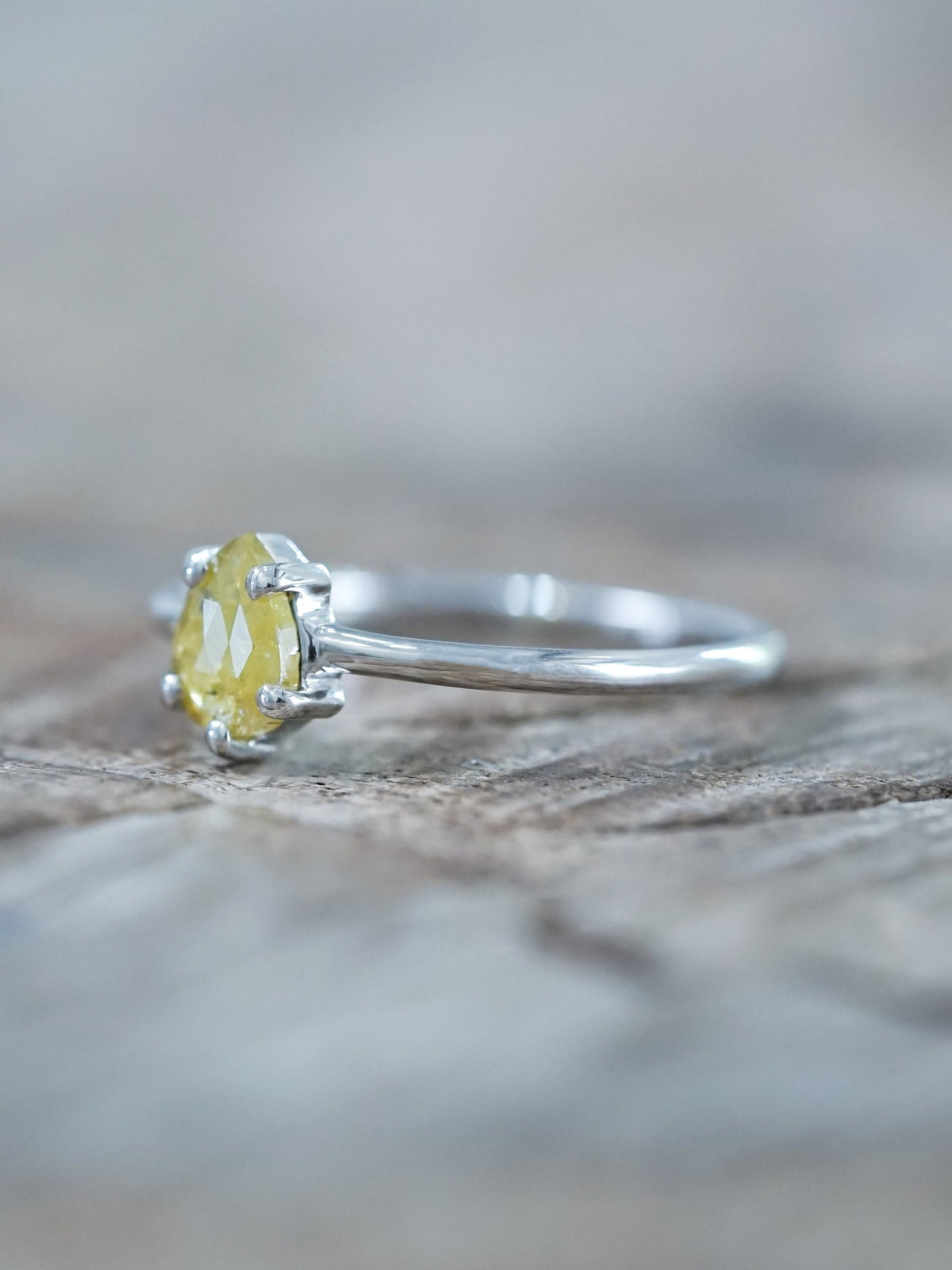Yellow Pear Diamond Ring in White Gold - Gardens of the Sun | Ethical Jewelry