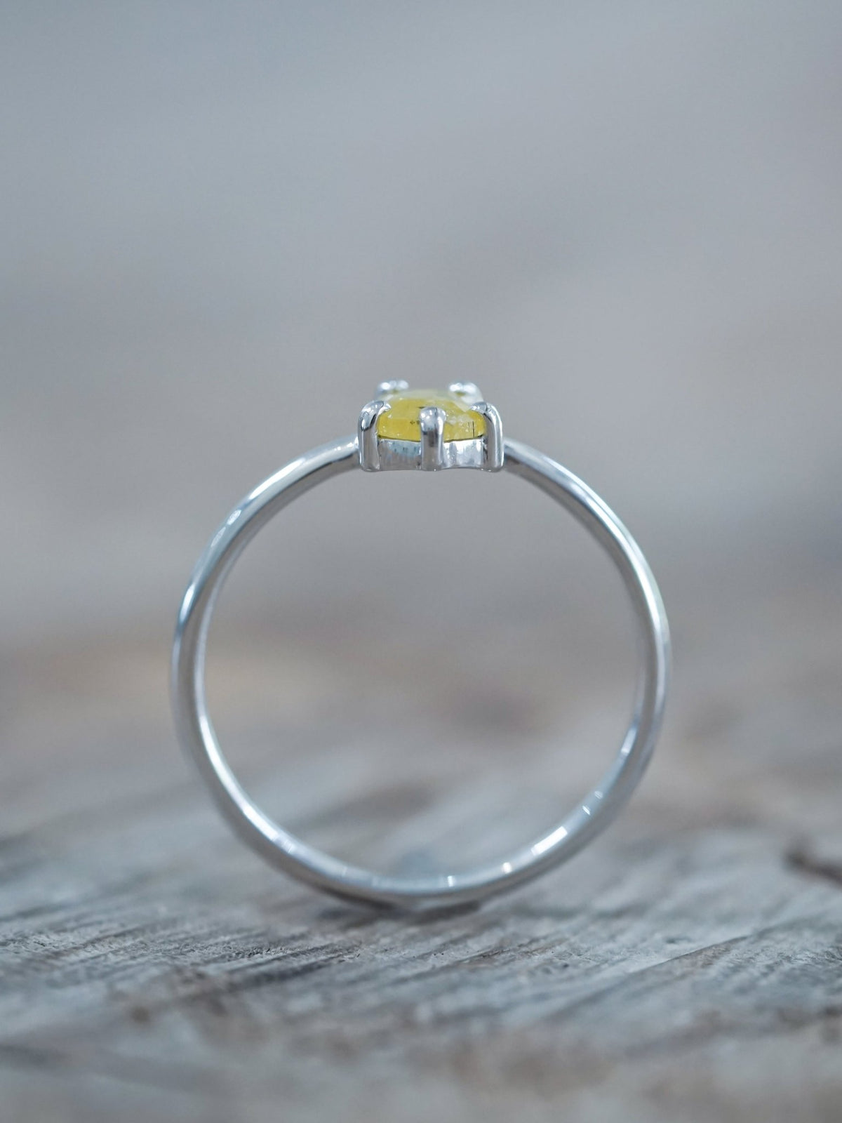 Yellow Pear Diamond Ring in White Gold - Gardens of the Sun | Ethical Jewelry