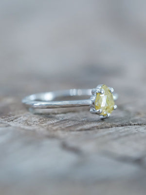 Yellow Pear Diamond Ring in White Gold - Gardens of the Sun | Ethical Jewelry
