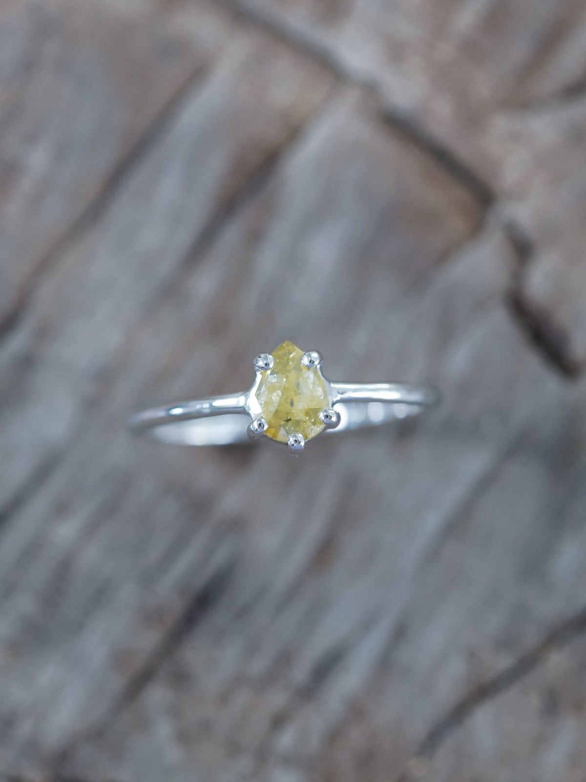 Yellow Pear Diamond Ring in White Gold - Gardens of the Sun | Ethical Jewelry