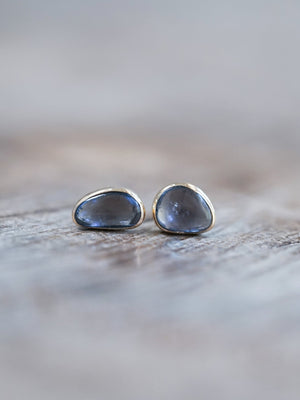 Yogo Sapphire Earrings in Ethical Gold - Gardens of the Sun | Ethical Jewelry