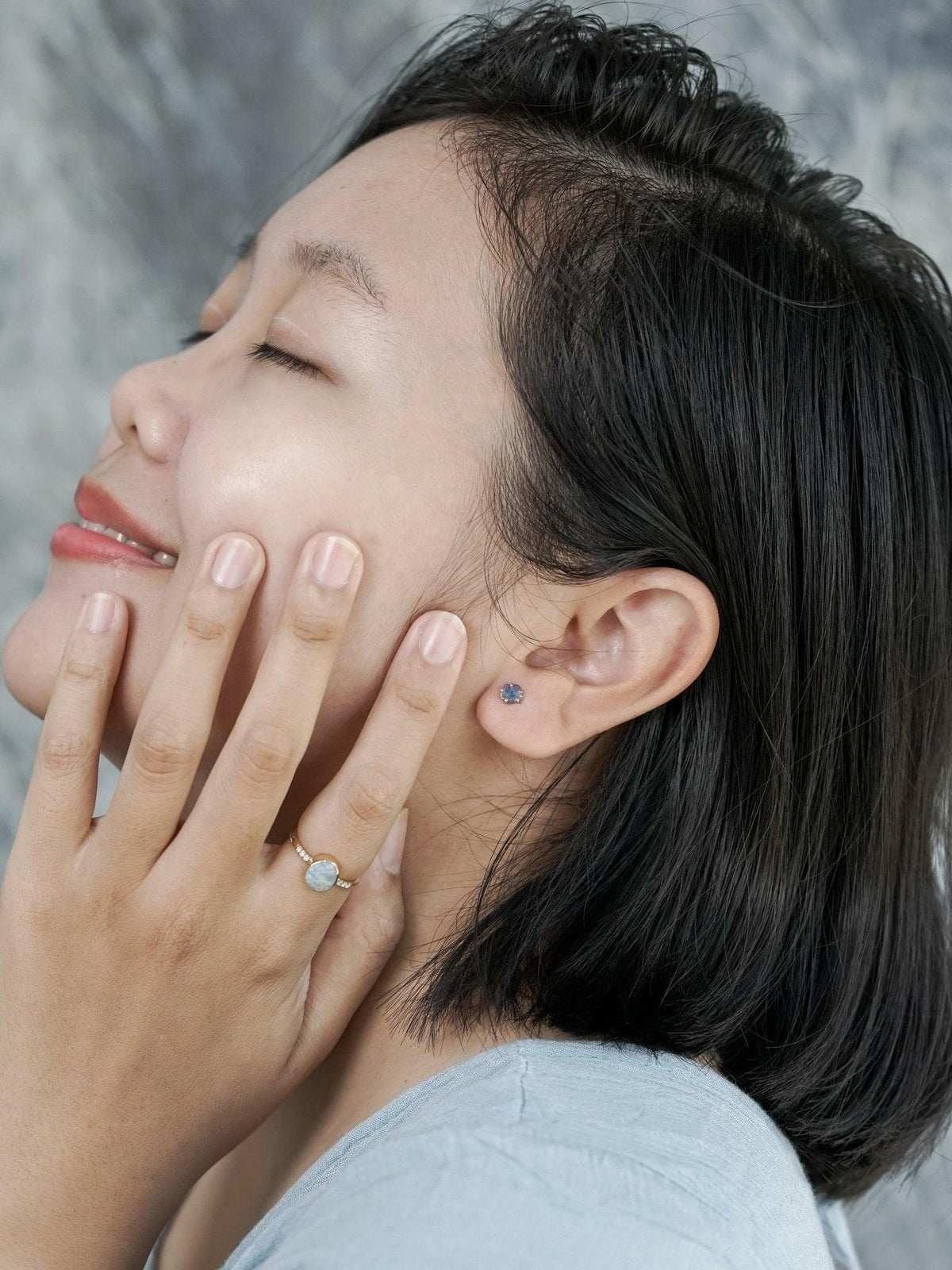 Yogo Sapphire Flower Earrings in Ethical Gold - Gardens of the Sun | Ethical Jewelry