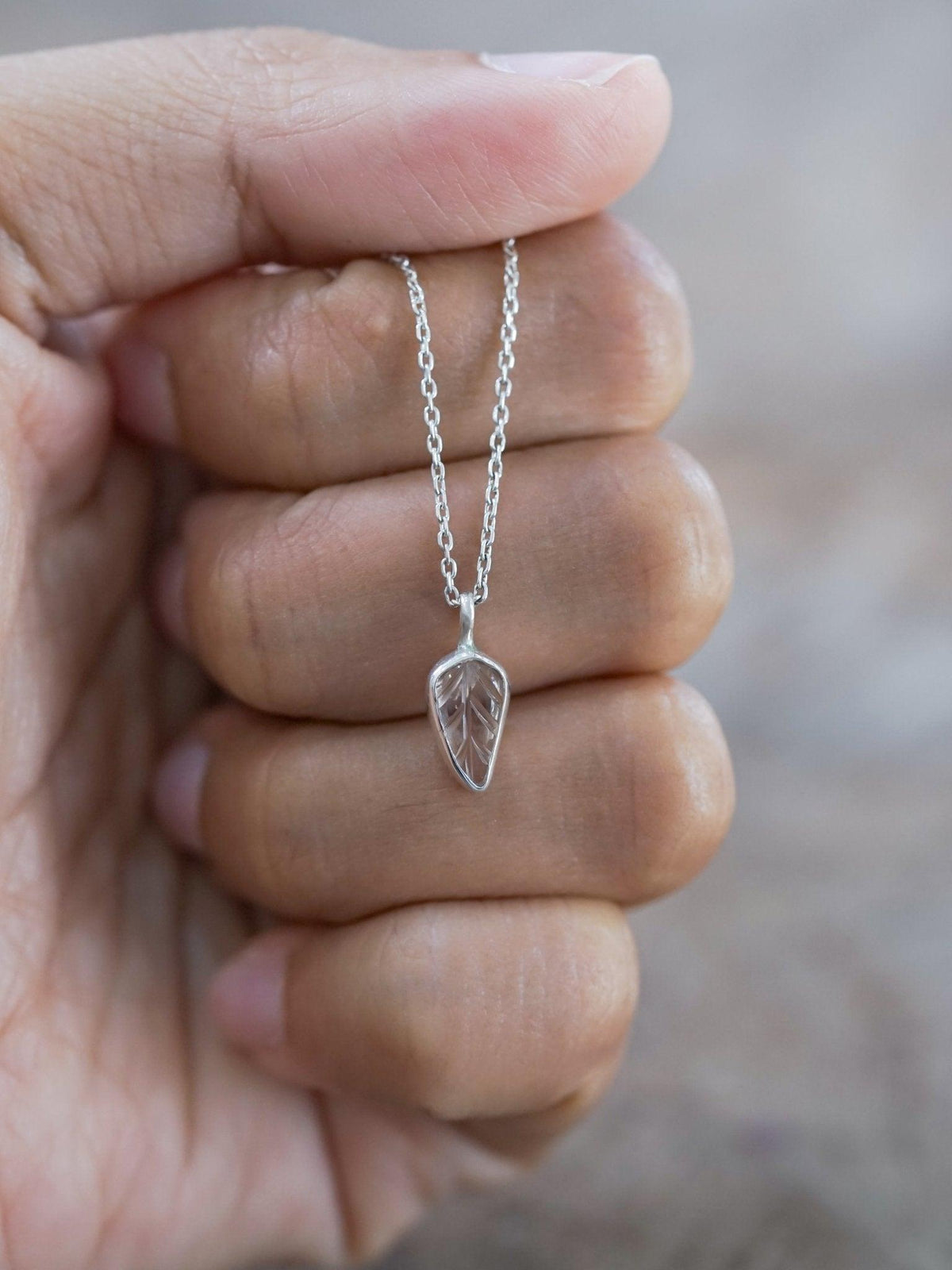 Zircon Leaf Necklace - Gardens of the Sun | Ethical Jewelry