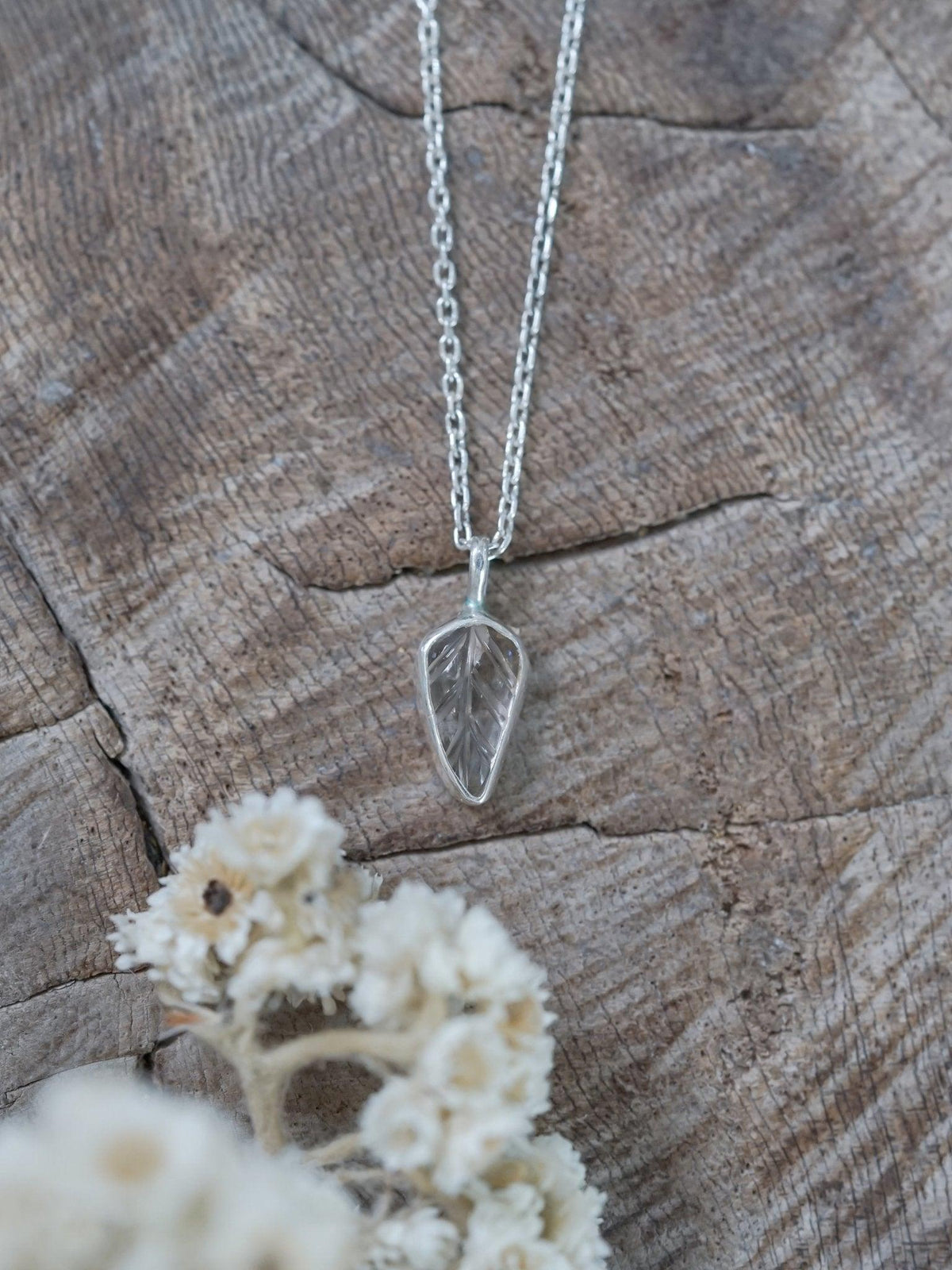 Zircon Leaf Necklace - Gardens of the Sun | Ethical Jewelry